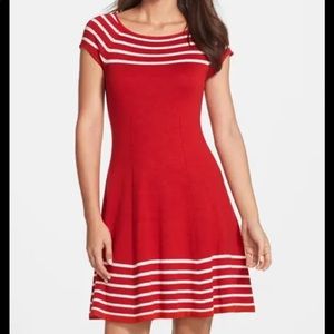 Eliza J Stripe Knit Fit and Flare dress EUC